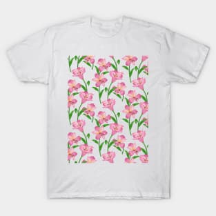 Alstroemeria Lily Flowers Pattern T-Shirt